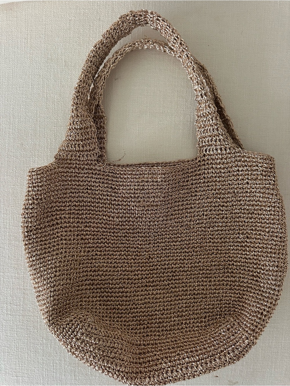 Woven Straw Tote Bag in Natural Brown